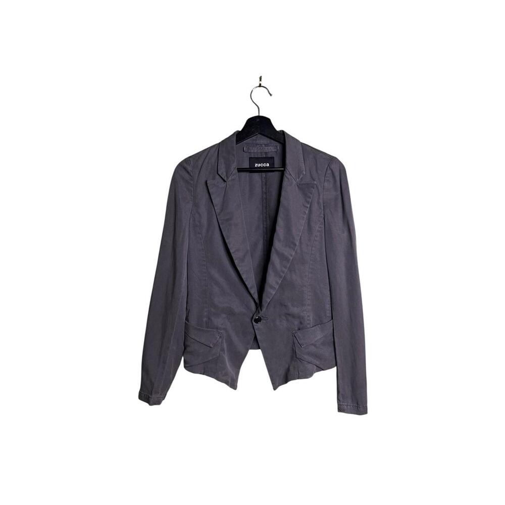 Zucca Japan Cropped Asymmetric Hem Cotton Blazer Gray S